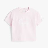 Tommy Hilfiger Girls Satin Applique T-Shirt In Baby Pink
