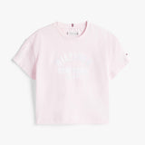 Tommy Hilfiger Girls Satin Applique T-Shirt In Baby Pink