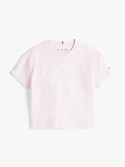 Tommy Hilfiger Girls Satin Applique T-Shirt In Baby Pink