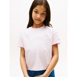 Tommy Hilfiger Girls Satin Applique T-Shirt In Baby Pink