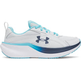 Under Armour Womens Assert 11 Sneakers In White/Grey/Blue