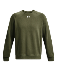 Under Aromour Men Rival Fleece Crew Marine Od Green/White