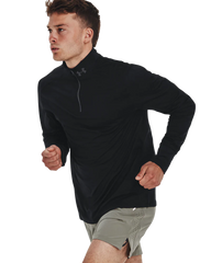 Under Armour Mens Qualifier Armourlifier Run 1/4 Zip T-Shirt In Black