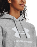 Under Armour Women Rival Fleece Big Logo Hoodie Gray Light Heather/White