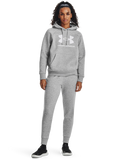 Under Armour Women Rival Fleece Big Logo Hoodie Gray Light Heather/White
