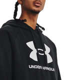 Under Armour Mens Rival Fleece Hoodie In Black & White