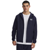 Under Armour Rival Woven Windbreaker Jacket In Navy