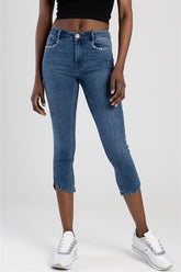 Sissyboy Womens Axel Mid-Waist Capri Jeans In Medium Vintage