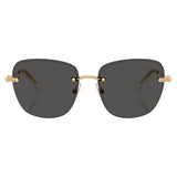 Swarovski Womens Square Sunglasses In Dark Gray & Gold