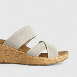Sketchers Womens Comfort Wedge Slip On Beverlee Sandals In Natural