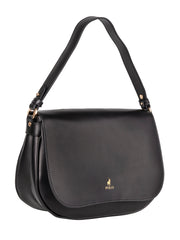 Polo Boxcalf Flapover Shoulder Bag Black