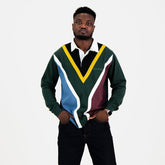 Old School Sa Supporters Flag Ls Rugby Jersey Green