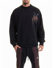 Just Cavalli Mens Brushed Cotton Fleece Sweatshirt In Black