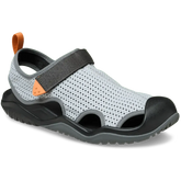 Crocs Unisex Swiftwater Mesh Deck Sandals In Grey & Black