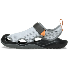 Crocs Unisex Swiftwater Mesh Deck Sandals In Grey & Black