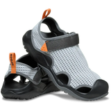 Crocs Unisex Swiftwater Mesh Deck Sandals In Grey & Black