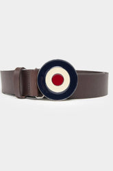 Ben Sherman Mens Target Buckle Leather Belt In Brown