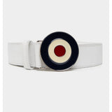 Ben Sherman Target Buckle Leather Belt In White