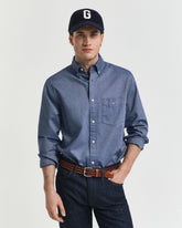 Gant Mens Regular Fit Classic Oxford Long Sleeve Shirt Blue