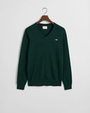 Gant Mens Classic Cotton V-Neck In Green