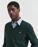 Gant Mens Classic Cotton V-Neck In Green