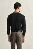 Gant Mens Classic Cotton C-Neck Crew Top Sweater In Black