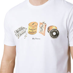 Ben Sherman Mens Beats & Blades T-Shirt In White