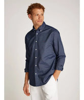 Tommy Hilfiger Mens Solid Heritage Oxford Rf Shirt In Navy