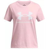 Under Armour Girls Big Logo Short Sleeves T-Shirt In Light Pink/White