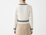 Sissy boy Womens V-Neck Cable Knit Jersey In White