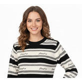 Sissy boy Womens Striped Jersey With Braiding In Black & White