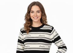 Sissyboy Womens Striped Jersey With Braiding In Black & White