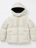 Guess Girls Hooded Long Sleveed Puffer In Stone