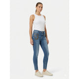 Sissy boy Mid Waist Skinny Jeans With Zips In Medium Vintage