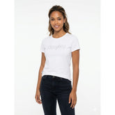 Sissy boy Womens Regular T-shirt With Stud And Bling Detail In White