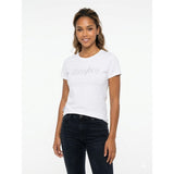 Sissy boy Womens Regular T-shirt With Stud And Bling Detail In White