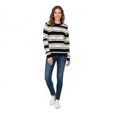 Sissy boy Womens Striped Jersey With Braiding In Black & White