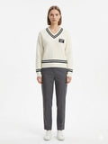 Sissy boy Womens V-Neck Cable Knit Jersey In White
