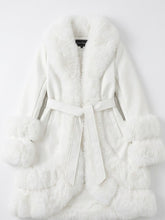 Sissy boy Womens Faux Fur And Faux Leather Coat In Off White