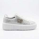 Sissy boy Womens Platform Sneaker With Bling Detail In White