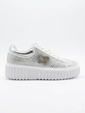 Sissy boy Womens Platform Sneaker With Bling Detail In White
