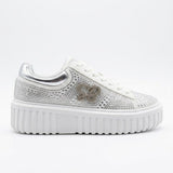 Sissy boy Womens Platform Sneaker With Bling Detail In White