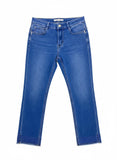Sissy boy Womens Mid-Waist Capri Jeans With Diamentes In Denim Blue