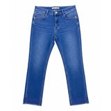 Sissy boy Womens Mid-Waist Capri Jeans With Diamentes In Denim Blue