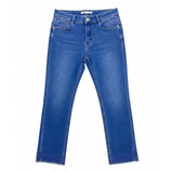 Sissy boy Womens Mid-Waist Capri Jeans With Diamentes In Denim Blue