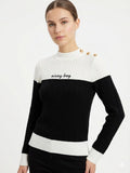 Sissy boy Womens Colour Block Knit Jersey With Brand In Black And White