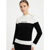 Sissy boy Womens Colour Block Knit Jersey With Brand In Black And White
