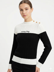 Sissy boy Womens Colour Block Knit Jersey With Brand In Black And White