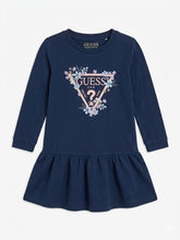 Guess Girls Long Sleeve Interlock Dress In Navy