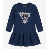 Guess Girls Long Sleeve Interlock Dress In Navy
